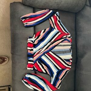 Large Fashion Nova cropped multi- striped shirt